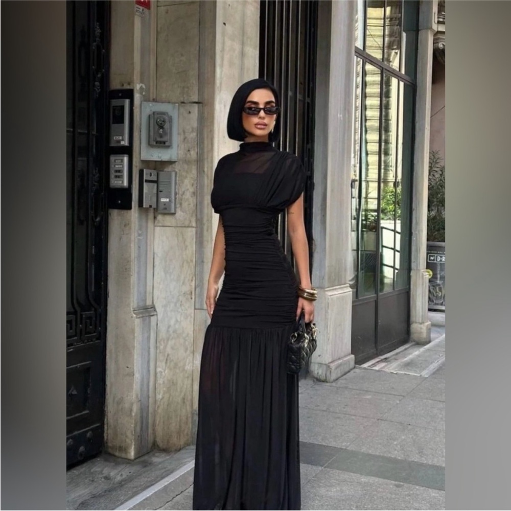 Zara Black Sheer Maxi Dress